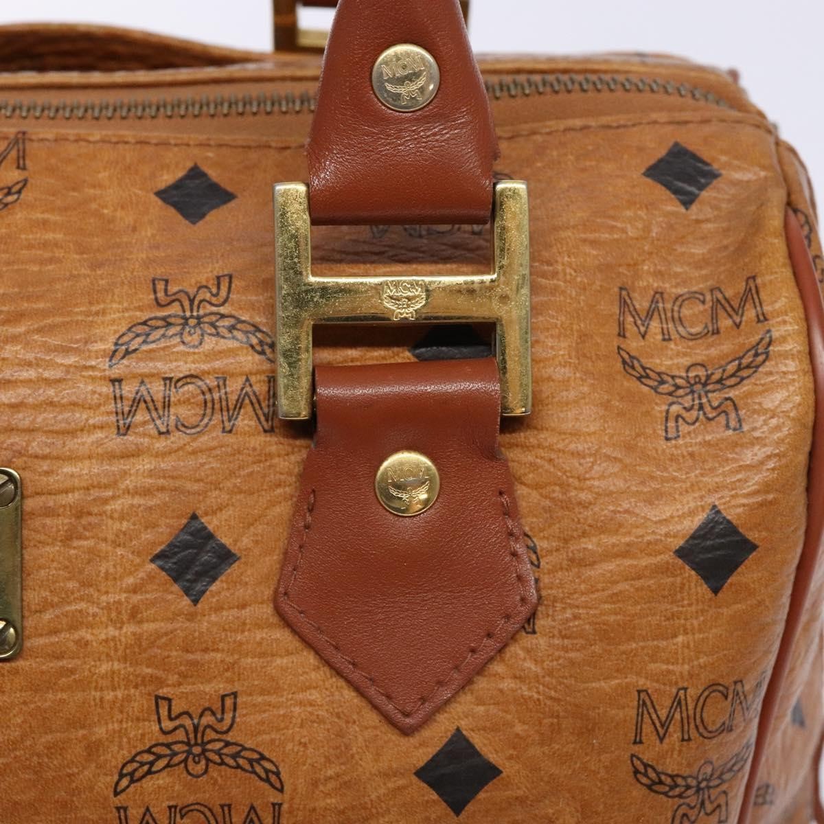 MCM Visetos logogramme Handbag Canvas and Leather, BROWN, PVC, Handbag
