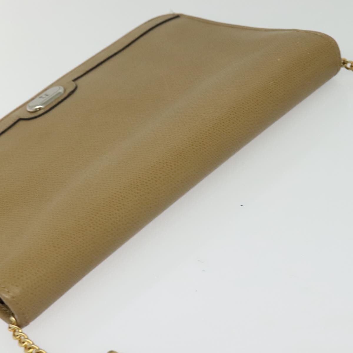 Christian Dior Vintage Chain Flap Shoulder Bag Leather, BEIGE, LEATHER, Shoulder bag