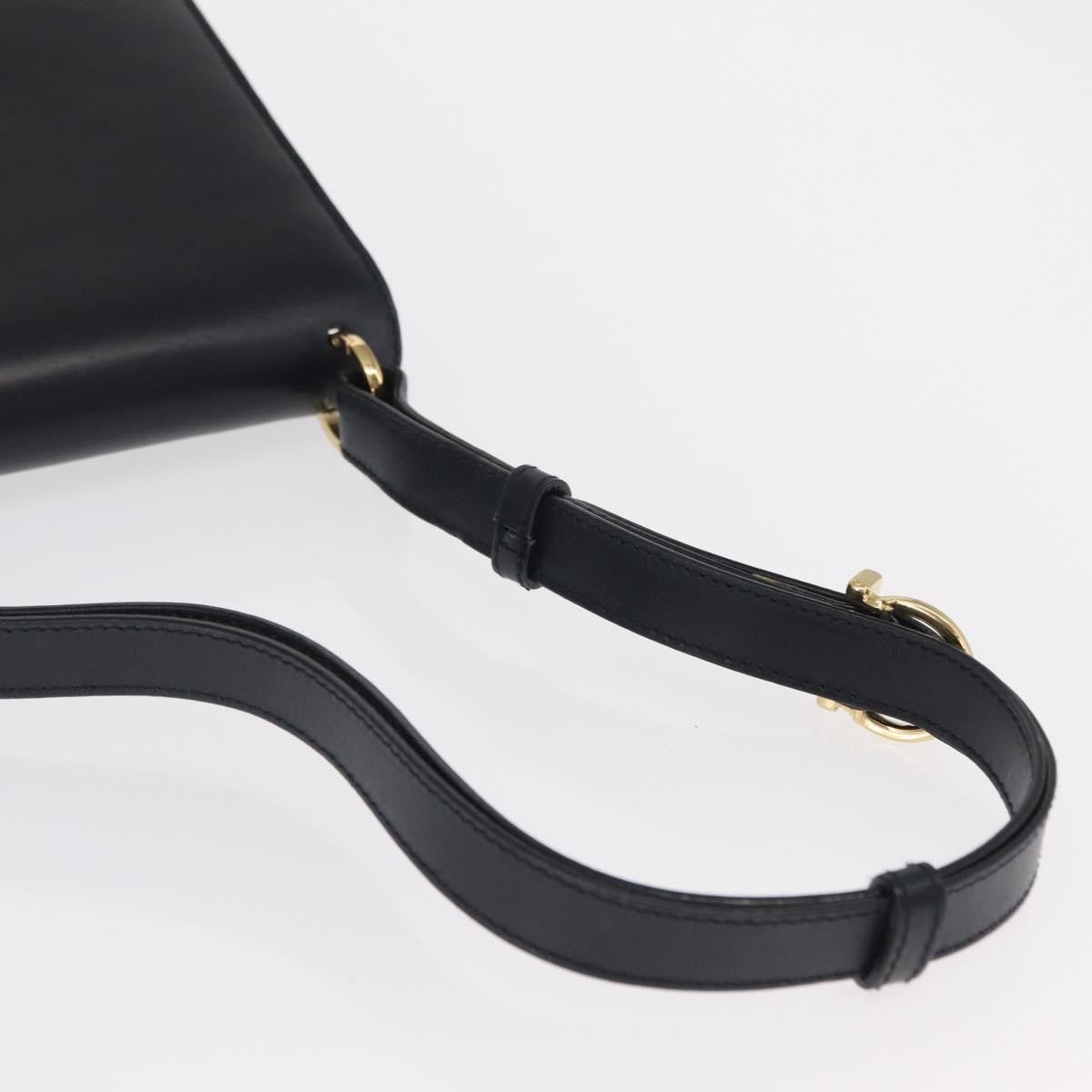 Salvatore Ferragamo Gancini Shoulder Bag Leather, NAVY, LEATHER, Shoulder bag