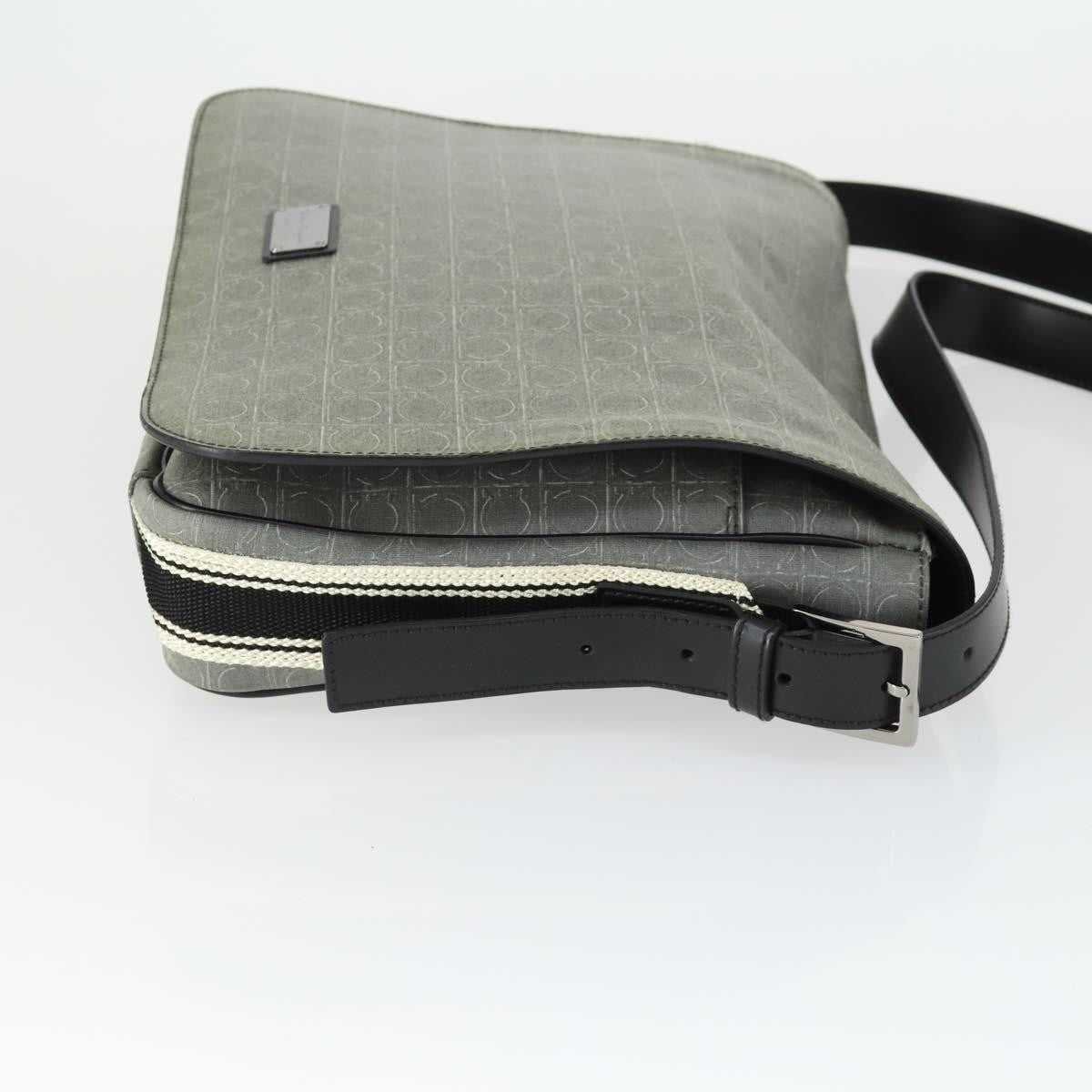 Salvatore Ferragamo Gancini Flap Shoulder Bag PVC, GRAY, PVC, Shoulder bag