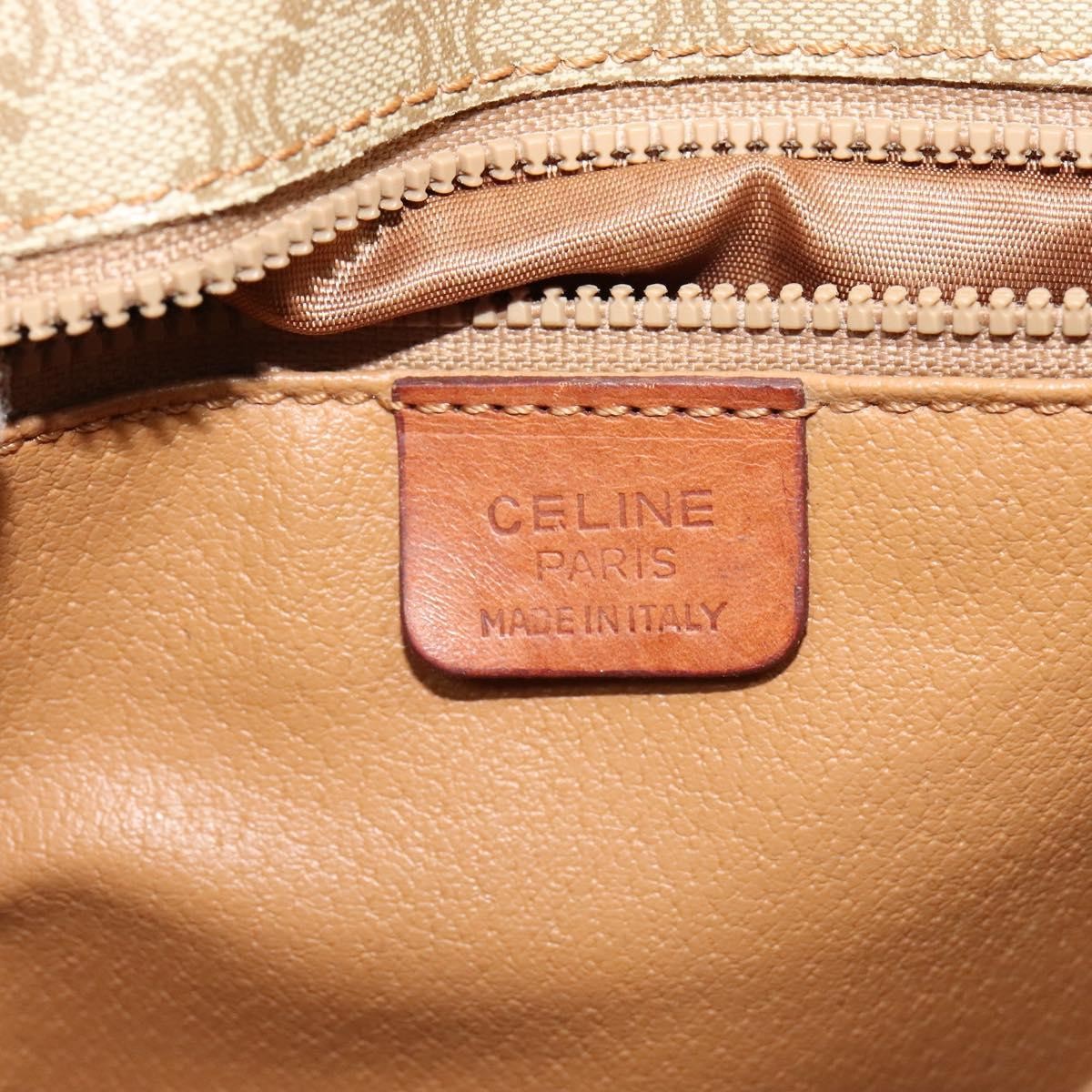 Celine Vintage Macadam Shoulder Bag Canvas and Leather, Beige, Canvas, Shoulder Bag
