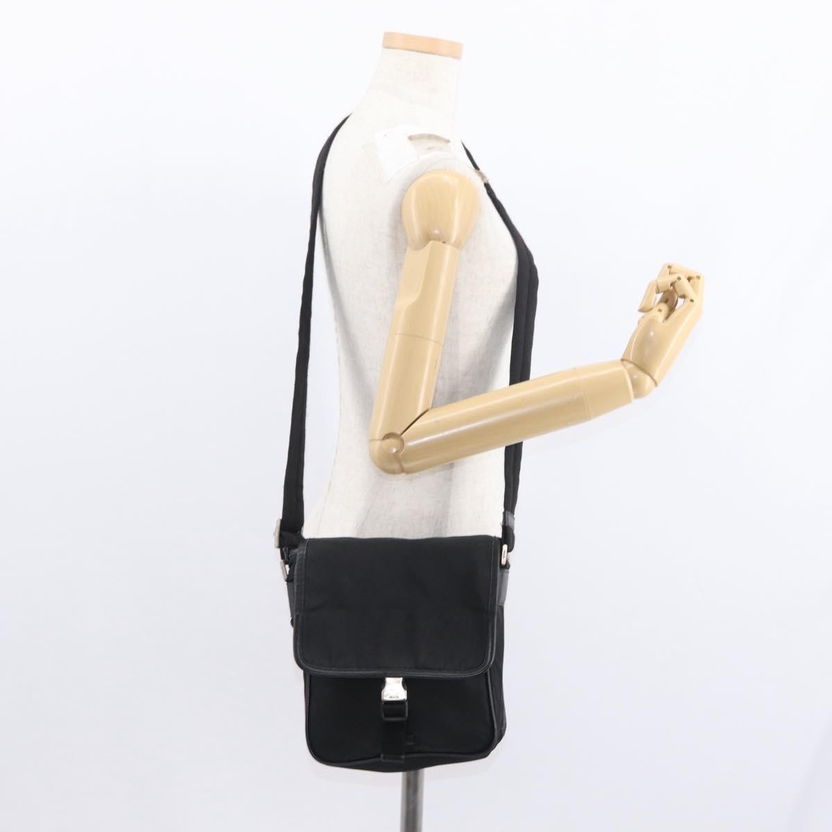 Prada Logo Flap Messenger Bag Tessuto, Black, Nylon, Shoulder Bag