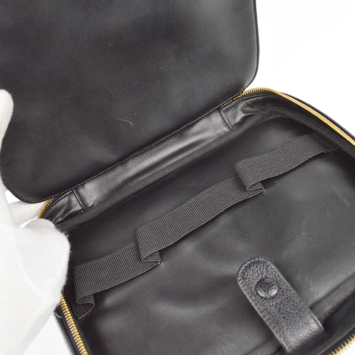Chanel Vintage Timeless Zip Around Vanity Case Caviar, BLACK, LEATHER, Handbag