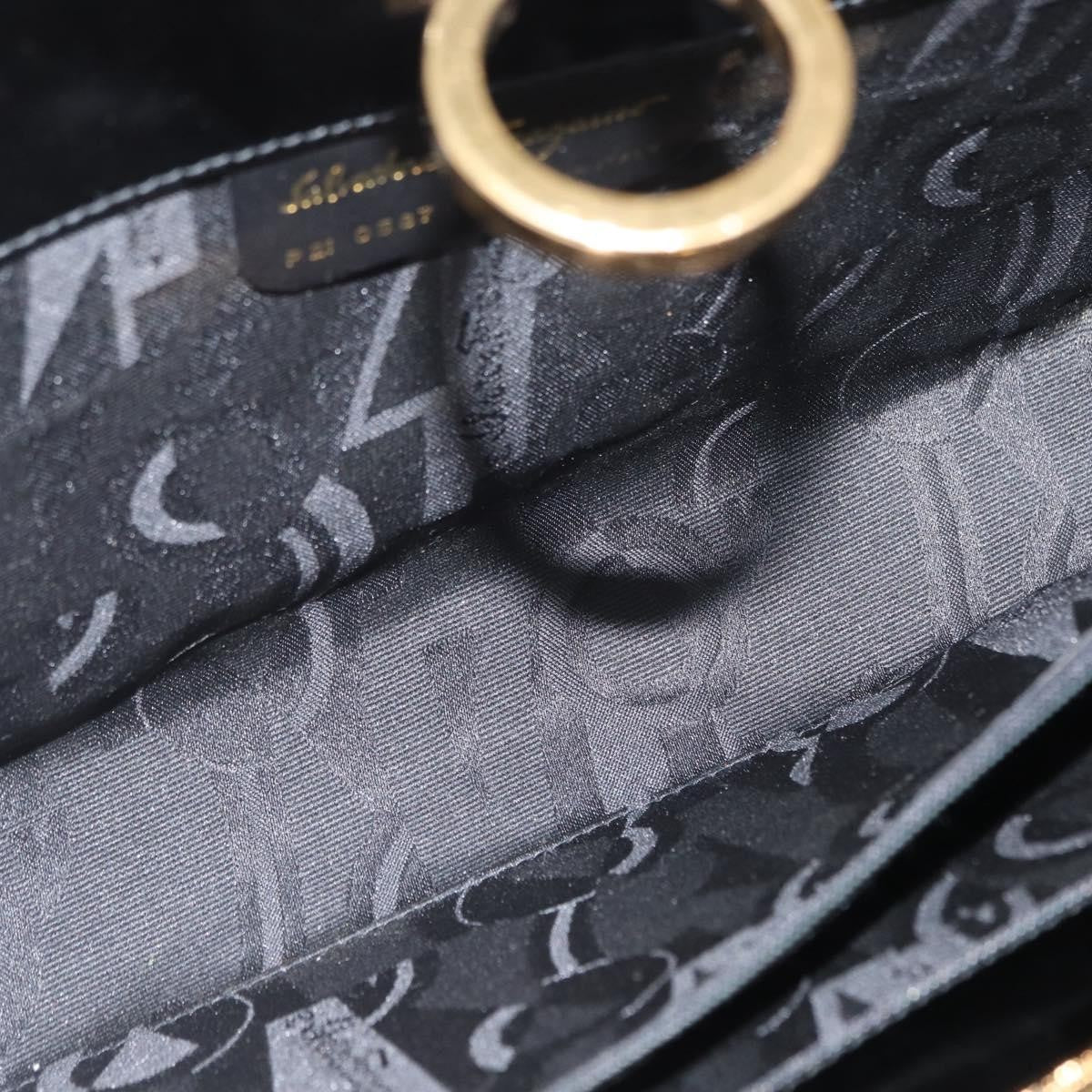 Salvatore Ferragamo Vintage Gancini Chain Shoulder Bag Patent Leather, BLACK, PATENT_LEATHER, Shoulder bag