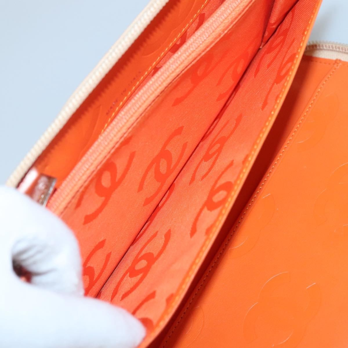 Chanel Cambon Zip Around Organizer Wallet Quilted Lambskin, ORANGE, LEATHER, Wallets