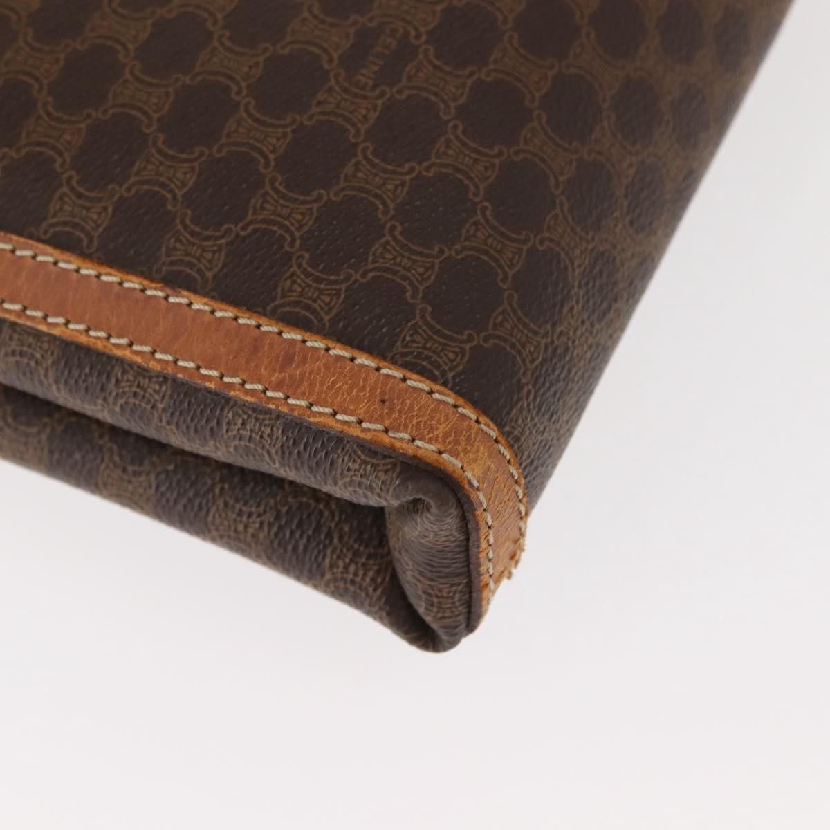 Celine Macadam Pochette Canvas and Leather, BROWN, CANVAS, Clutche & pouche