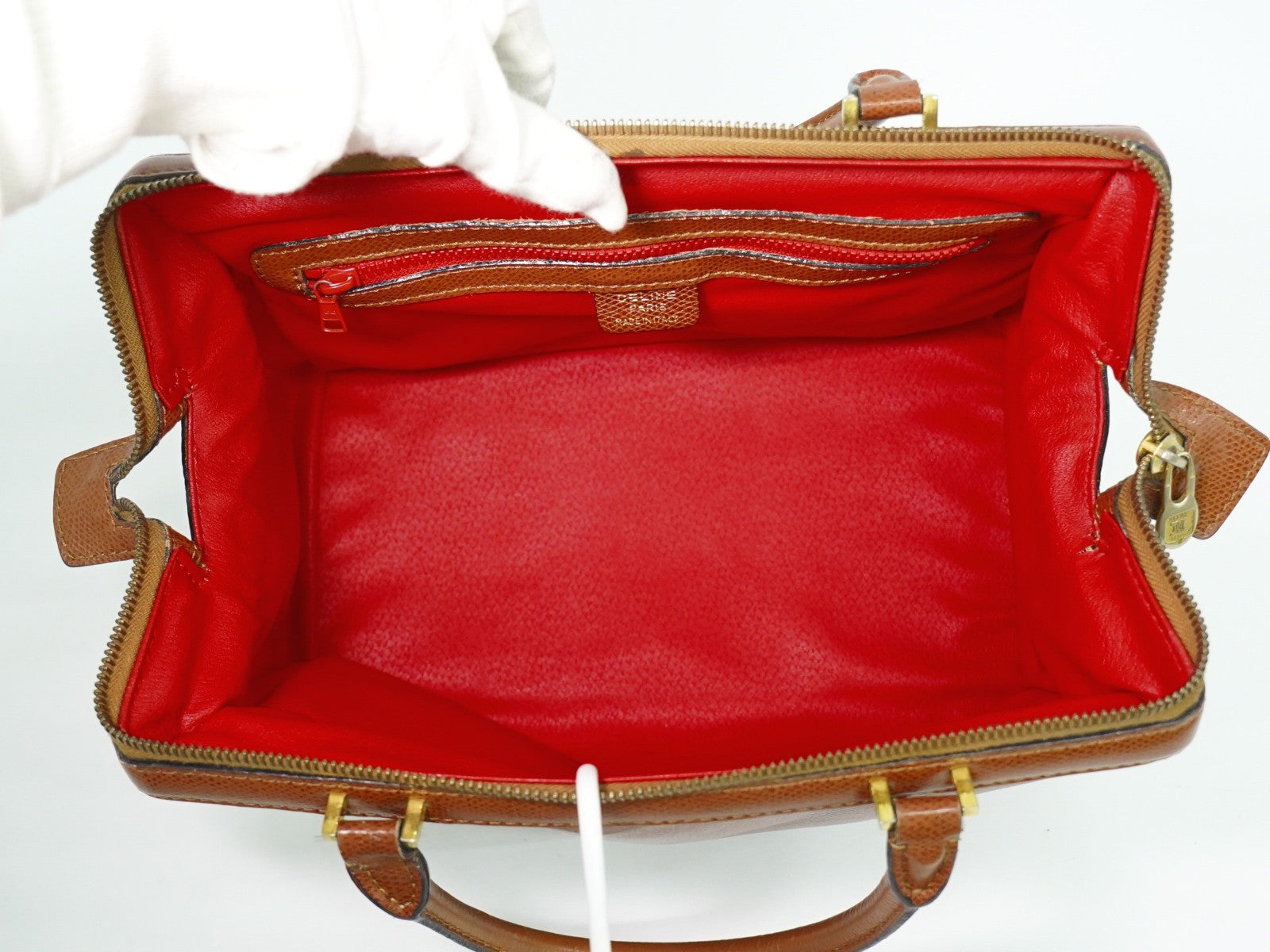 Celine Handbag Leather, BROWN, LEATHER, Handbag