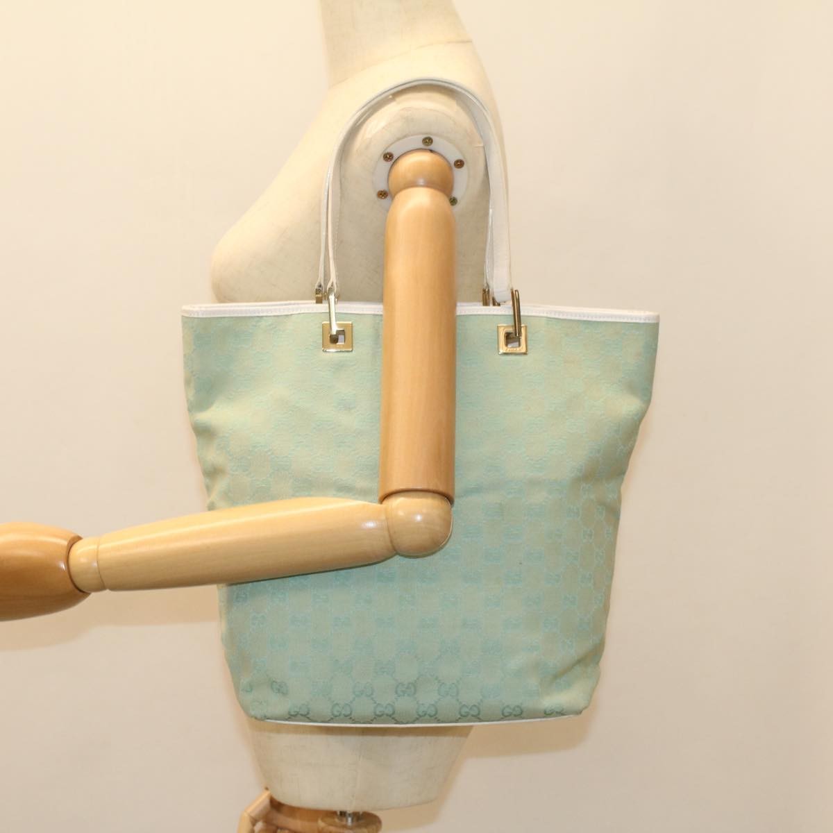 Gucci Vintage Bucket Shopping Tote GG Canvas, BLUE, CANVAS, Tote bag