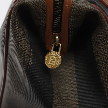 Fendi Vintage Pequin Boston Bag Coated Canvas, BROWN, CANVAS, Handbag