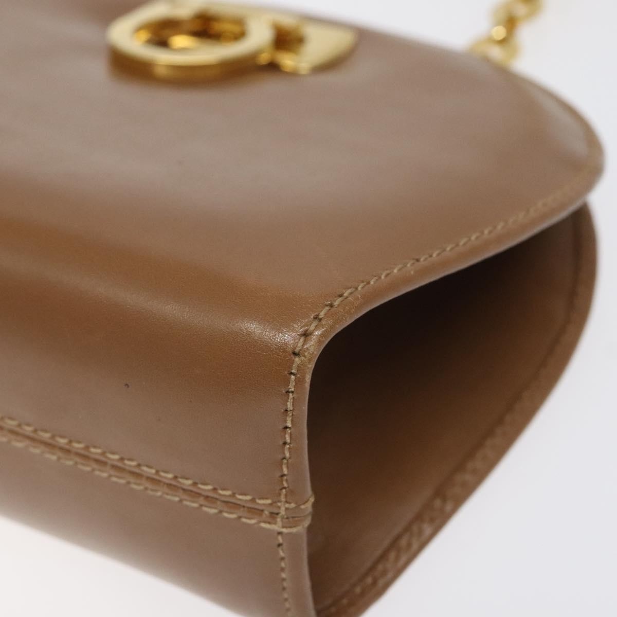 Salvatore Ferragamo Vintage Gancini Chain Shoulder Bag Leather, BROWN, LEATHER, Shoulder bag