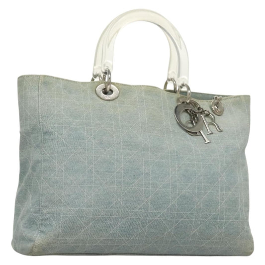 Christian Dior Vintage Lady Dior Bag Cannage Quilt Denim, BLUE, CANVAS, Tote bag