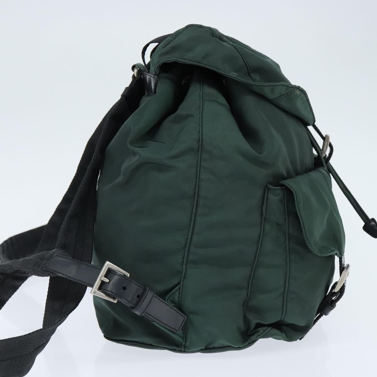 Prada Vela Double Front Pocket Backpack Tessuto with Saffiano Leather, Khaki, Nylon, Backpack
