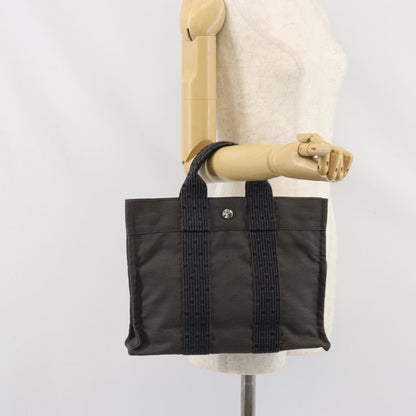 Hermes Fourre-tout Herline Canvas, GRAY, CANVAS, Tote bag