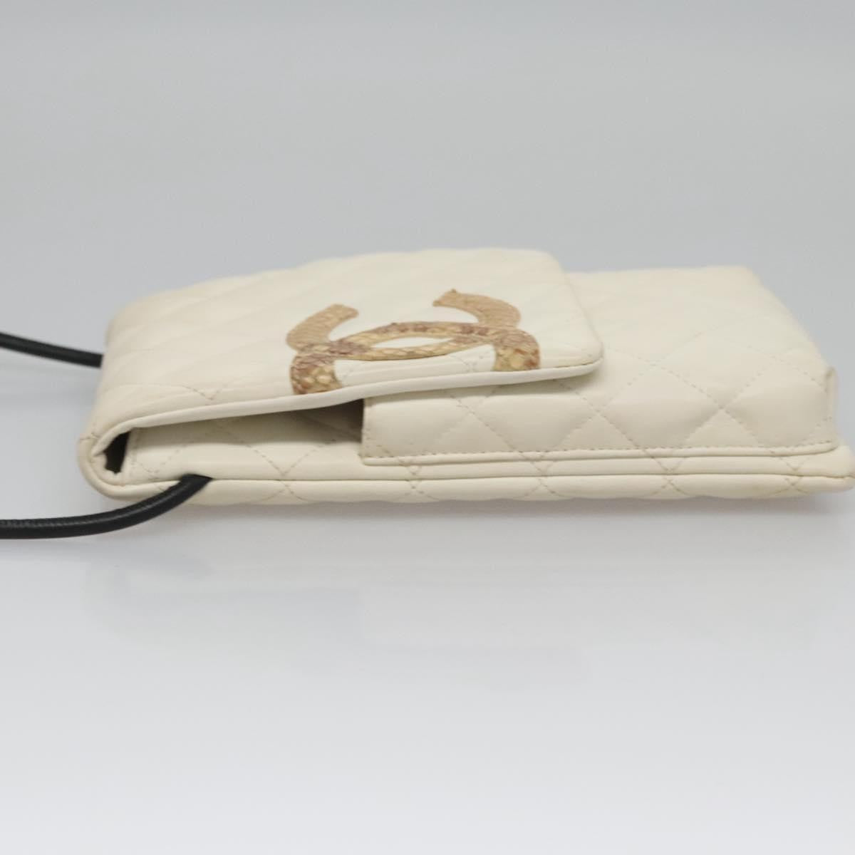 Chanel Cambon Crossbody Bag Quilted Leather, WHITE, LEATHER, Shoulder bag