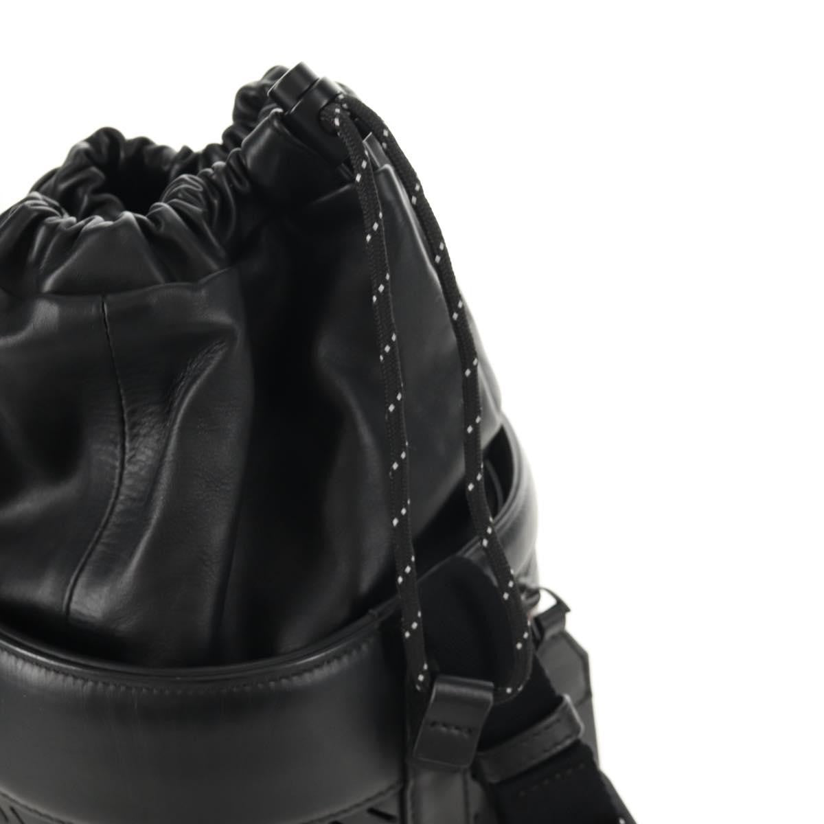 Bottega Veneta Paper Bucket Bag Perforated Leather, BLACK, LEATHER, Shoulder bag