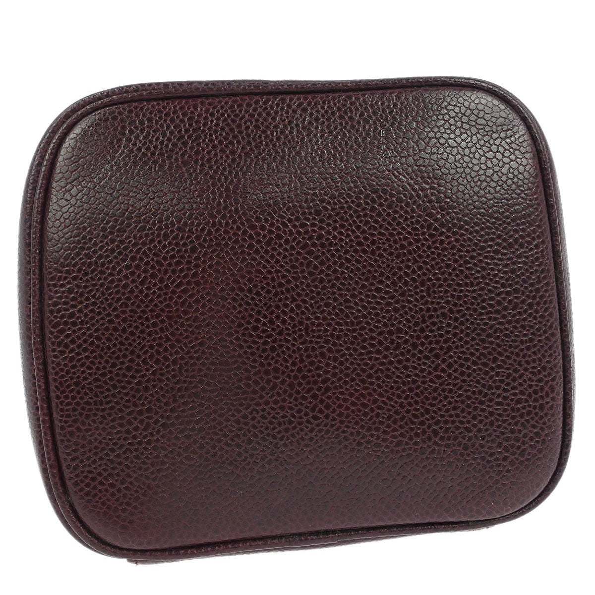 Chanel Vintage Timeless Cosmetic Case Caviar, BURGUNDY, LEATHER, Handbag
