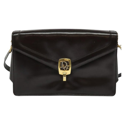 Christian Dior Vintage Shoulder Bag Leather, BROWN, LEATHER, Shoulder bag