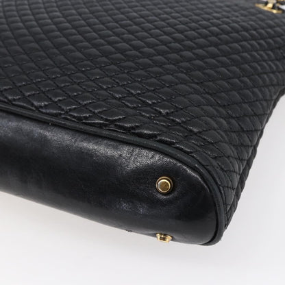 Bally Vintage Chain Shoulder Bag Quilted Leather, BLACK, LEATHER, Shoulder bag