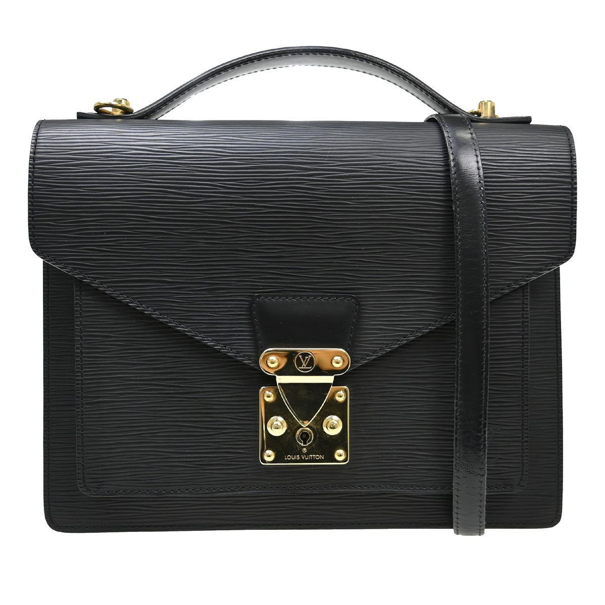 Louis Vuitton Monceau Handbag Epi Leather, Black, Leather, Handbag