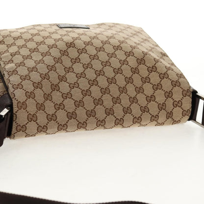 Gucci Flap Messenger GG Canvas, BEIGE, CANVAS, Shoulder bag