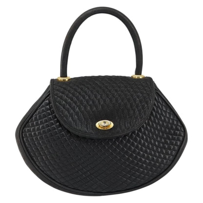 Bally Vintage Handbag Quilted Leather, BLACK, LEATHER, Handbag