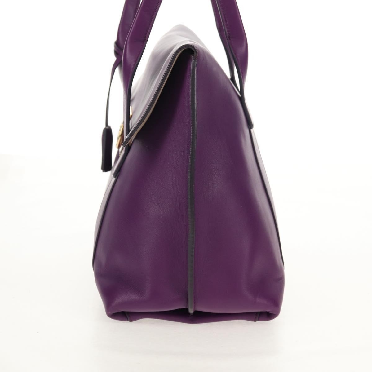 Salvatore Ferragamo Gancini Lock Flap Tote Leather, PURPLE, LEATHER, Handbag