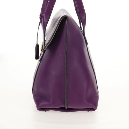 Salvatore Ferragamo Gancini Lock Flap Tote Leather, PURPLE, LEATHER, Handbag