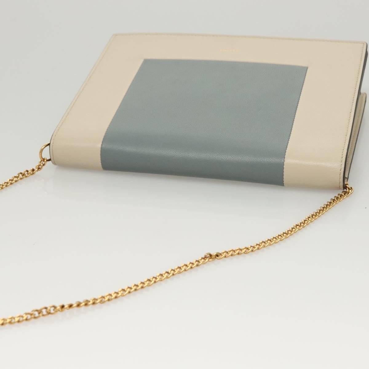 Celine Chain Shoulder Bag Leather, GRAY, LEATHER, Shoulder bag