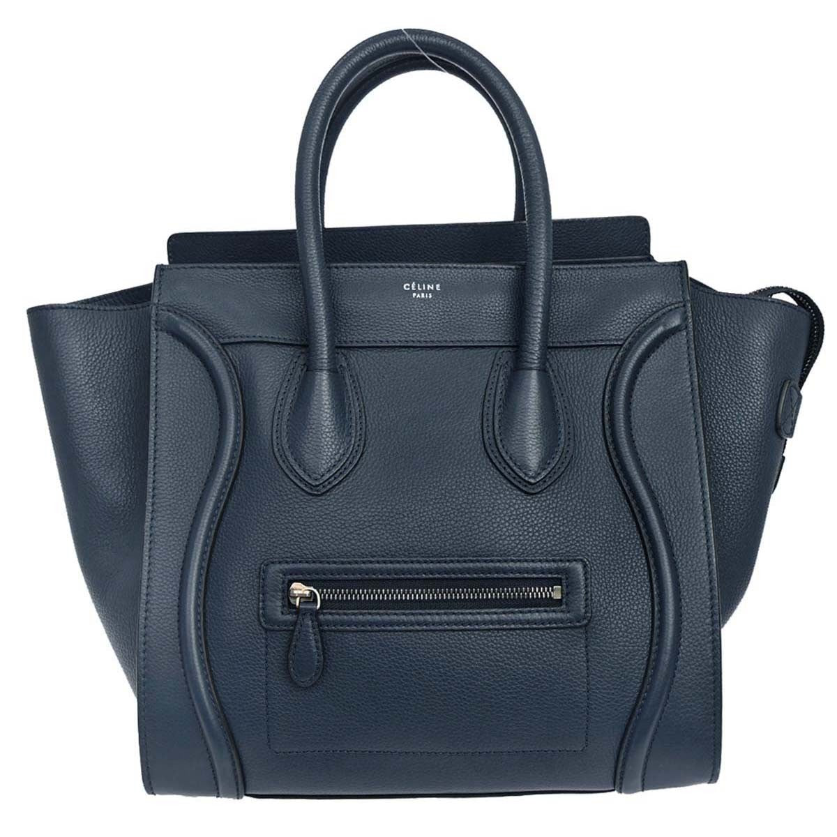 Celine Luggage Bag Grainy Leather, Navy, Leather, Handbag