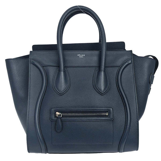 Celine Luggage Bag Grainy Leather, Navy, Leather, Handbag