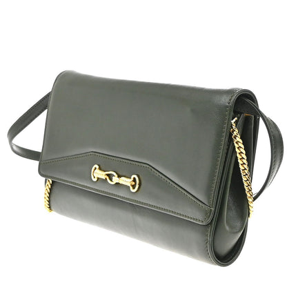 Celine Vintage Shoulder Bag Leather, GREEN, LEATHER, Shoulder bag
