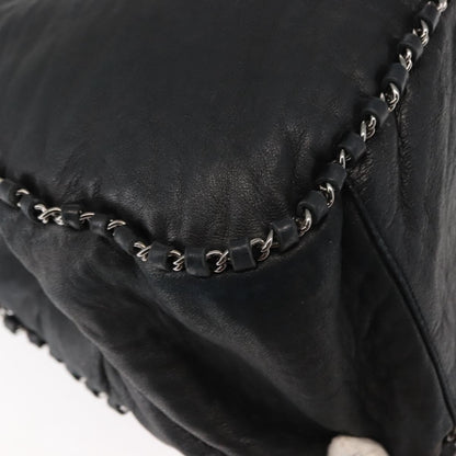 Chanel Vintage Chain Around Shoulder Bag Leather, BLACK, LEATHER, Shoulder bag