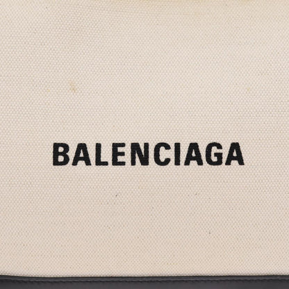 Balenciaga Navy Zip Pouch Canvas and Leather, BEIGE, CANVAS, Clutche & pouche