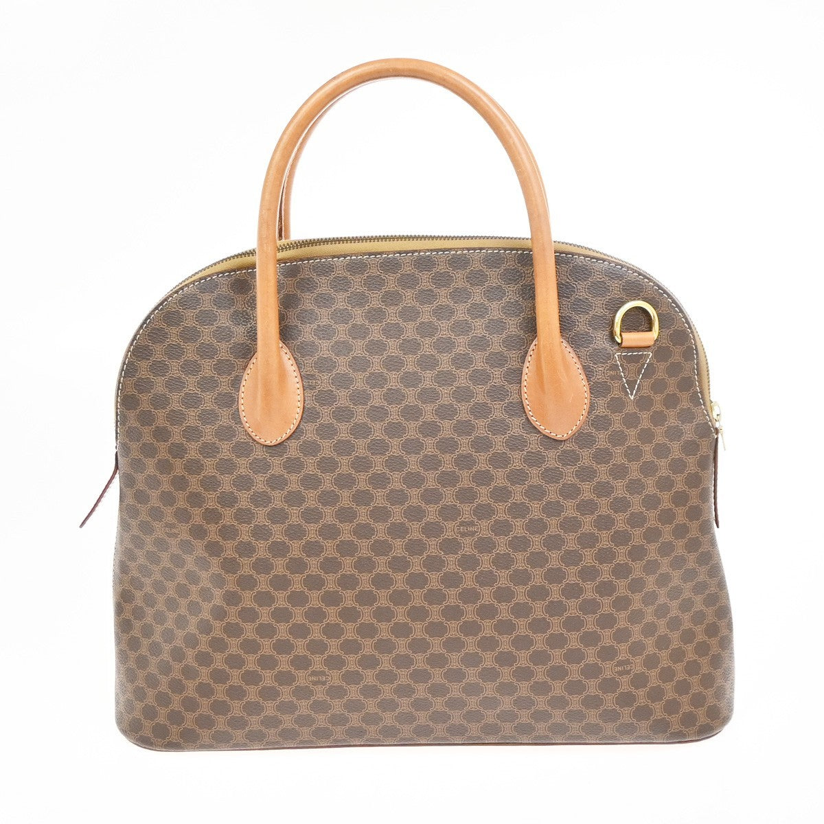 Celine Vintage Macadam Handbag Canvas and Leather, BROWN, CANVAS, Handbag