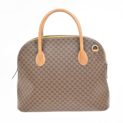 Celine Vintage Macadam Handbag Canvas and Leather, BROWN, CANVAS, Handbag
