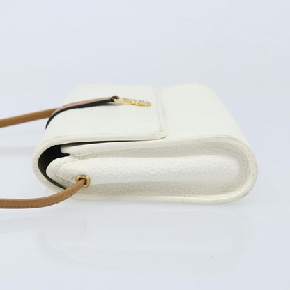 Christian Dior Vintage CD Logo Shoulder Bag Leather, WHITE, LEATHER, Shoulder bag