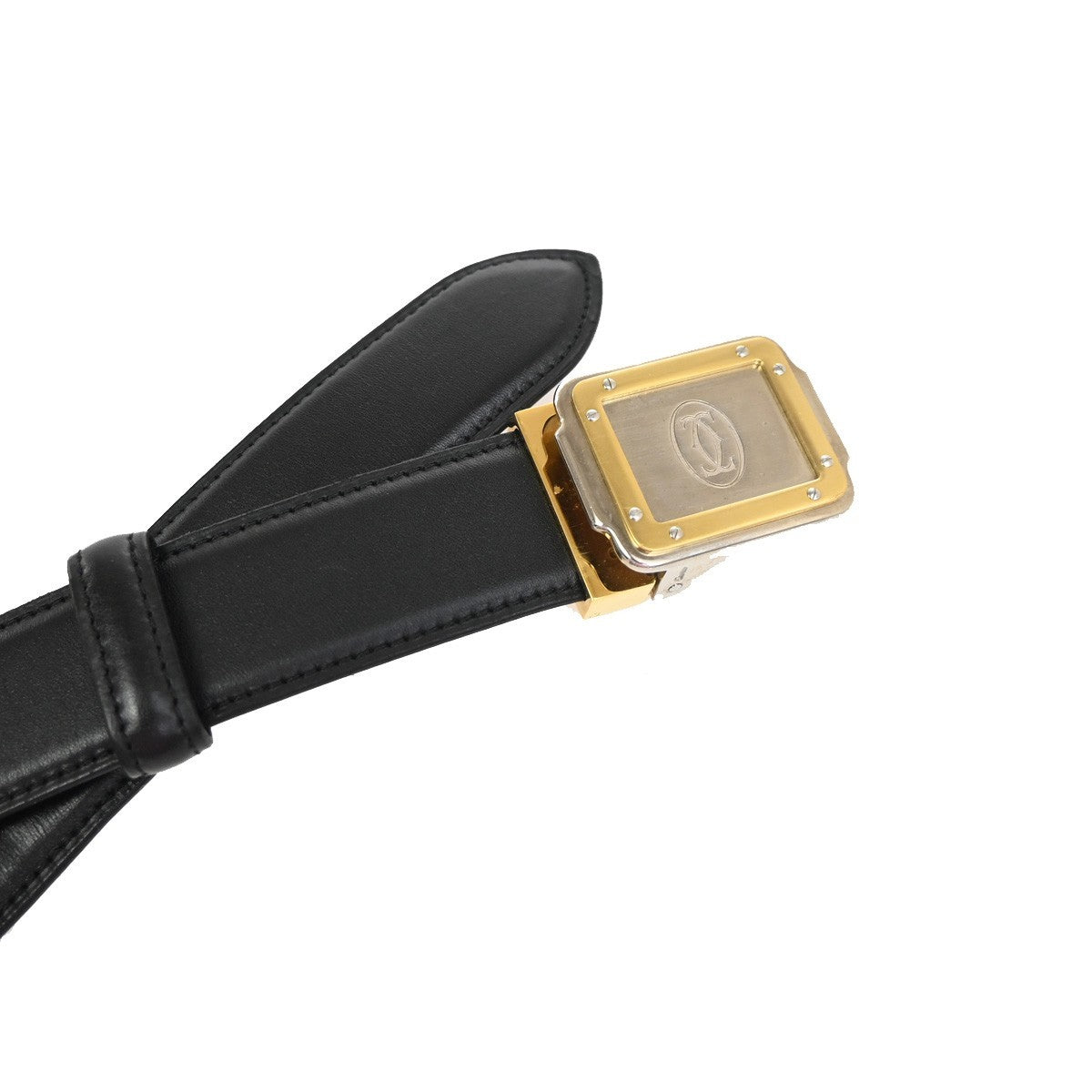 Cartier Santos Plaque Reversible Belt Leather, Black, Leather, Belt