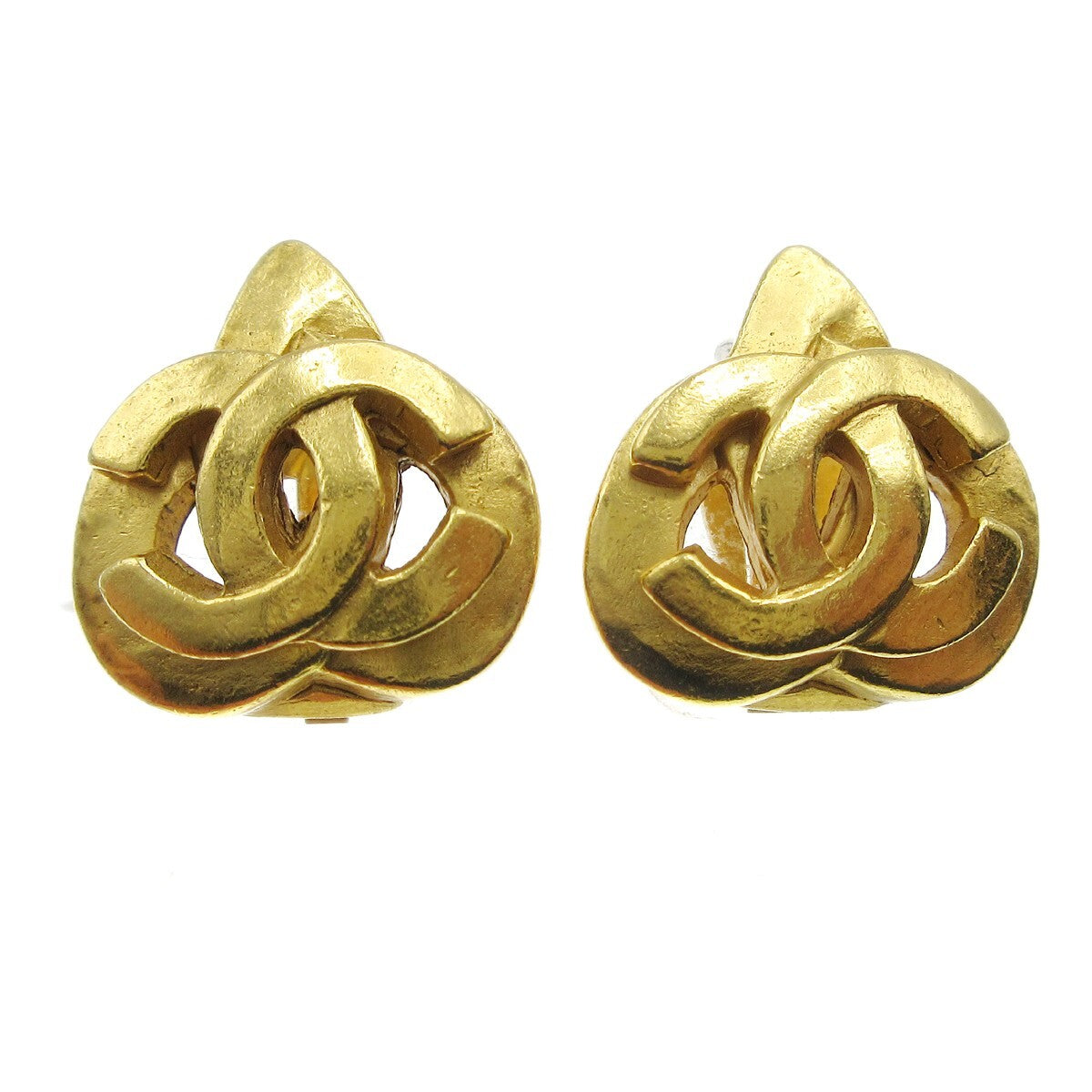 Chanel Vintage CC Heart Clip-On Earrings Metal, GOLD, GOLD_PLATED, Earrings