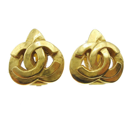 Chanel Vintage CC Heart Clip-On Earrings Metal, GOLD, GOLD_PLATED, Earrings