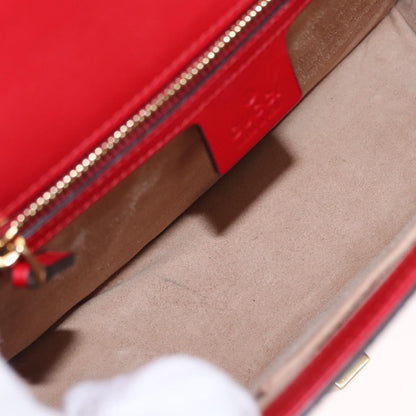 Gucci Sylvie Shoulder Bag Leather, RED, LEATHER, Shoulder bag