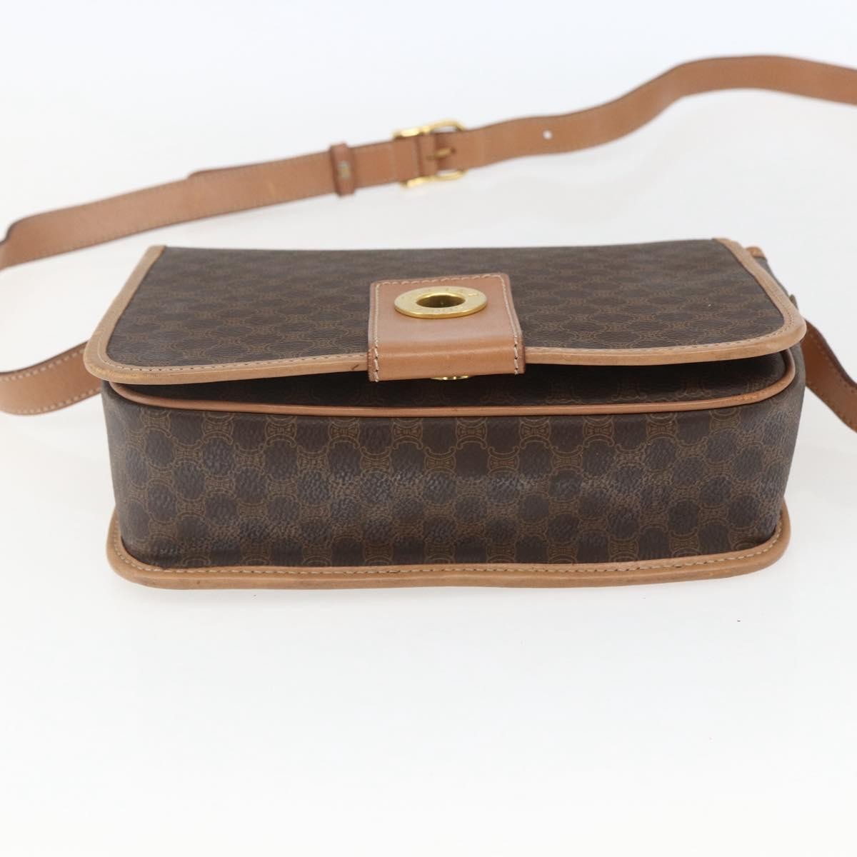 Celine Vintage Macadam Shoulder Bag Canvas and Leather, BROWN, CANVAS, Shoulder bag