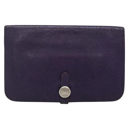 Hermes Dogon Duo Combined Wallet Leather, PURPLE, LEATHER, Wallets
