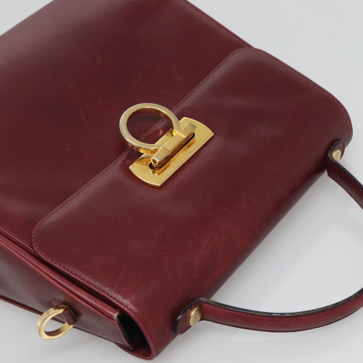 Salvatore Ferragamo Gancini handbag Leather, BURGUNDY, LEATHER, Handbag