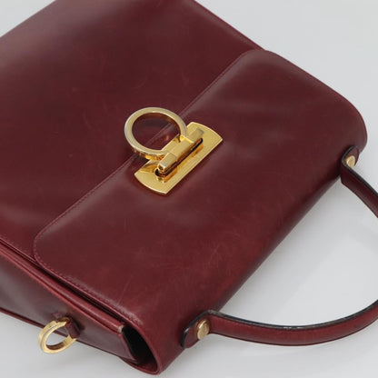 Salvatore Ferragamo Gancini handbag Leather, BURGUNDY, LEATHER, Handbag