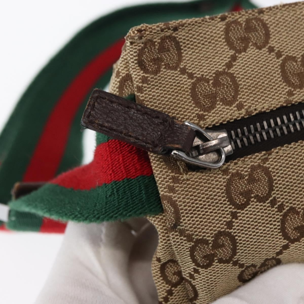 Gucci Vintage Double Belt Bag GG Canvas with Leather, BEIGE, CANVAS, Clutche & pouche