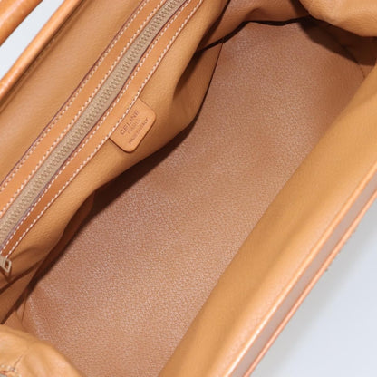 Celine Vintage Macadam Handbag Canvas and Leather, BEIGE, CANVAS, Handbag