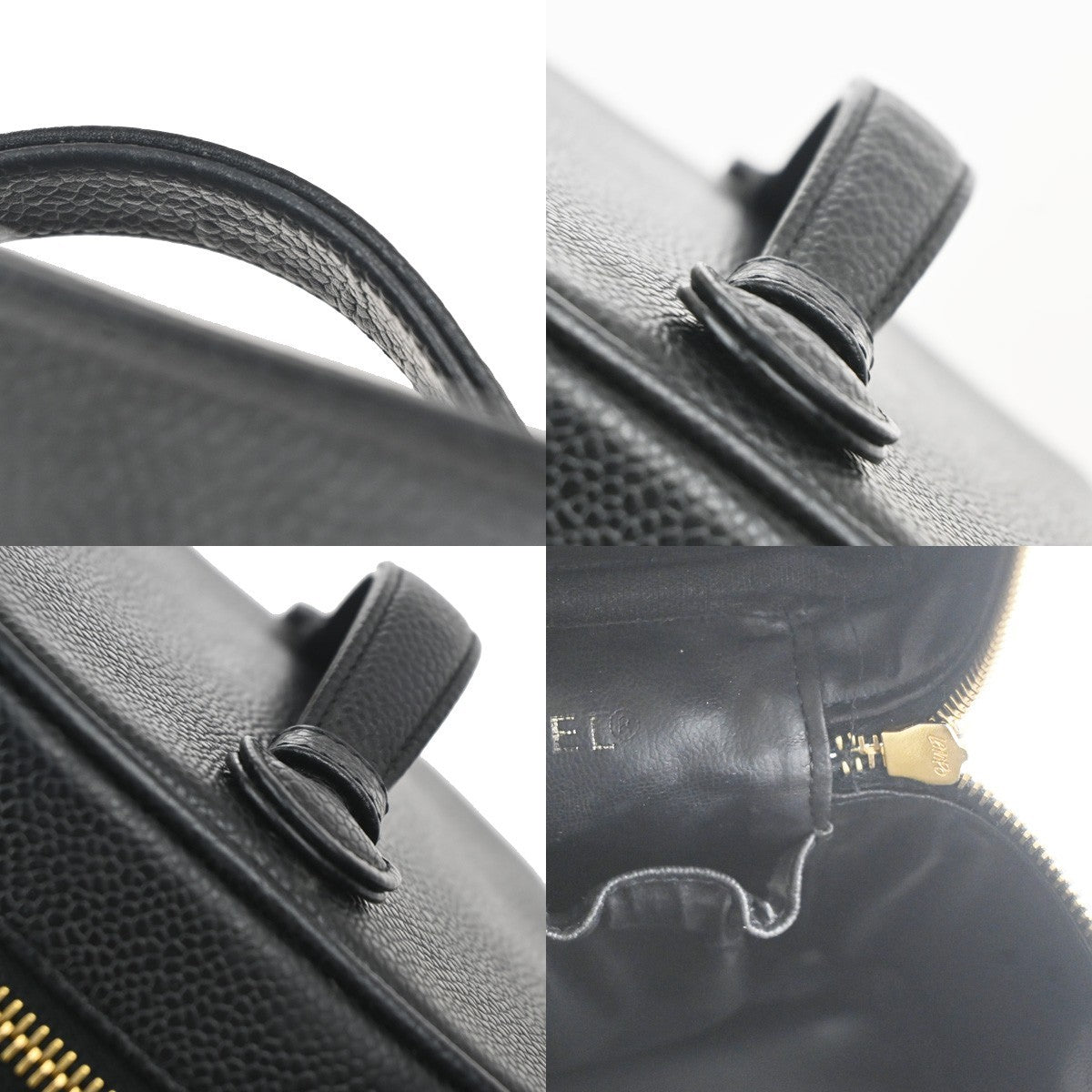 Chanel Vintage Timeless Cosmetic Case Caviar, Black, Leather, Handbag