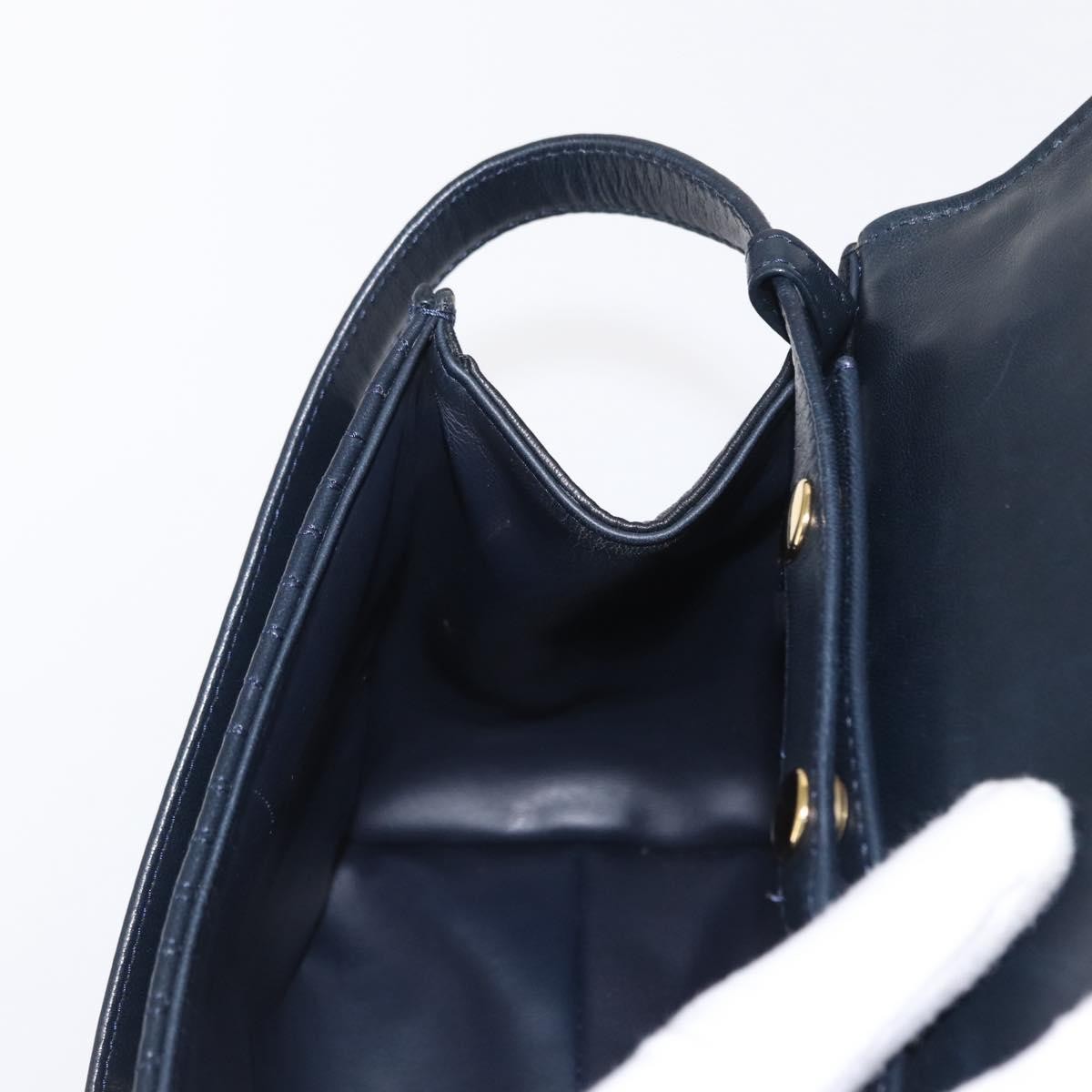 Bally Vintage Handbag Quilted Leather, NAVY, LEATHER, Handbag