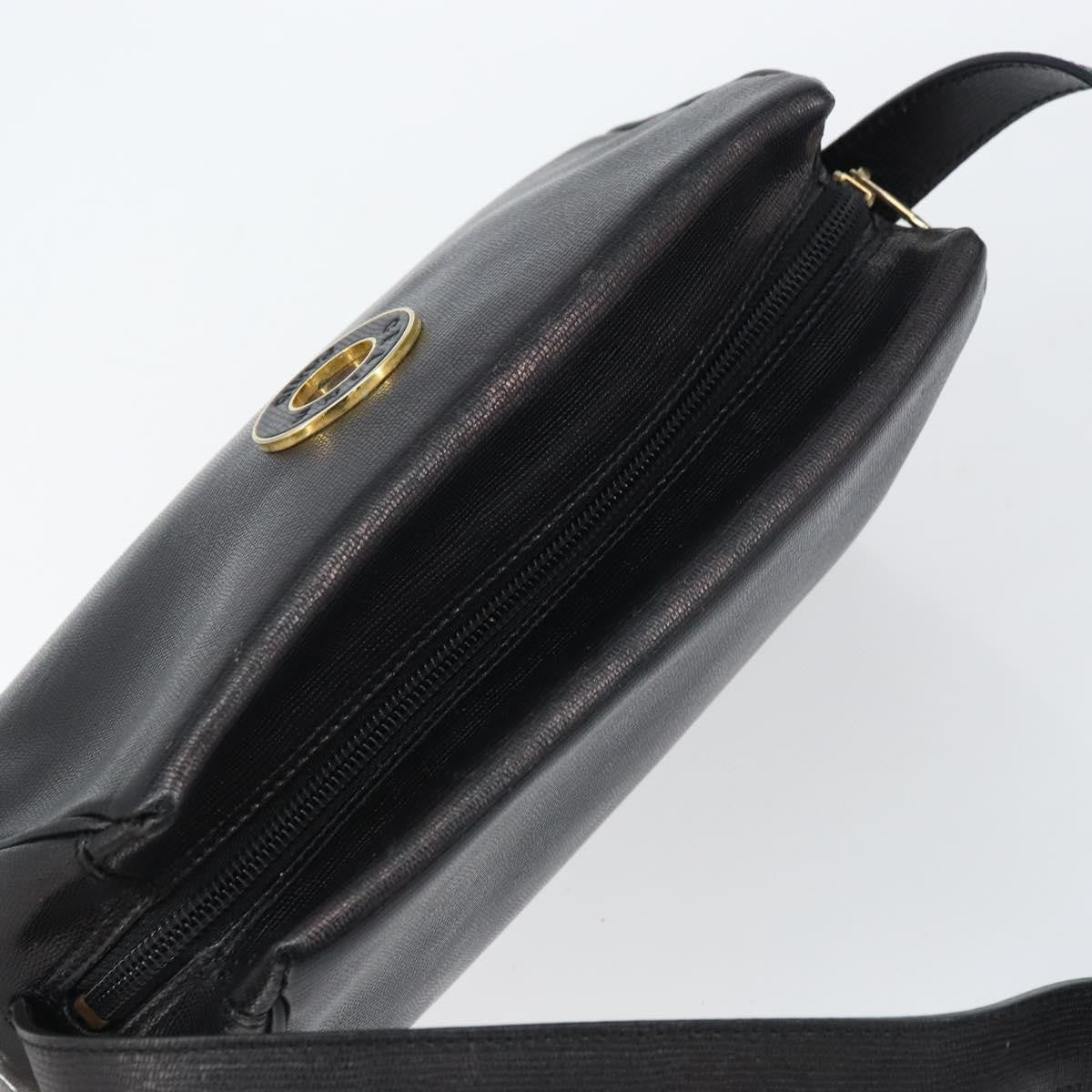 Celine Circle Logo Shoulder Bag Leather, BLACK, LEATHER, Shoulder bag