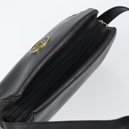 Celine Circle Logo Shoulder Bag Leather, BLACK, LEATHER, Shoulder bag